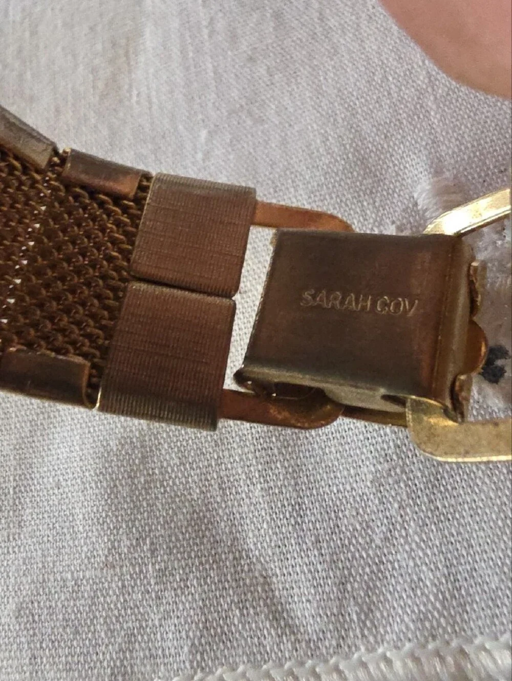 Sarah Coventry Gold-Tone Floral Engraved Stretch Bracelet